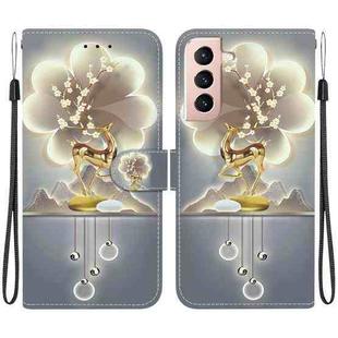 For Samsung Galaxy S22 5G Crystal Texture Colored Drawing Leather Phone Case(Sika Deer)