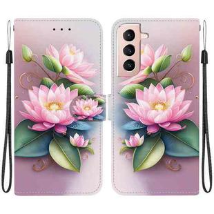 For Samsung Galaxy S22 5G Crystal Texture Colored Drawing Leather Phone Case(Lotus)