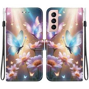 For Samsung Galaxy S21 5G Crystal Texture Colored Drawing Leather Phone Case(Butterfly Love Flower)