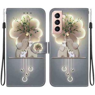 For Samsung Galaxy S21+ 5G Crystal Texture Colored Drawing Leather Phone Case(Elephants)