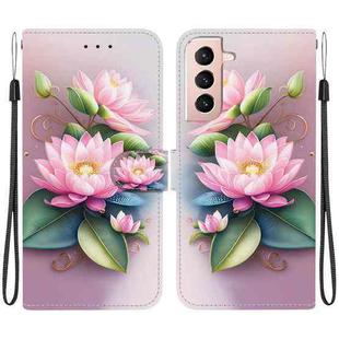 For Samsung Galaxy S21+ 5G Crystal Texture Colored Drawing Leather Phone Case(Lotus)