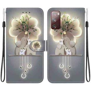 For Samsung Galaxy S20 FE Crystal Texture Colored Drawing Leather Phone Case(Elephants)