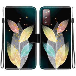 For Samsung Galaxy S20 FE Crystal Texture Colored Drawing Leather Phone Case(Colored Leaves)