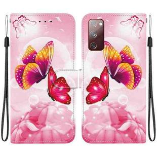 For Samsung Galaxy S20 FE Crystal Texture Colored Drawing Leather Phone Case(Pink Butterflies)