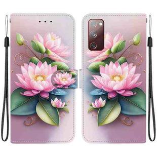 For Samsung Galaxy S20 FE Crystal Texture Colored Drawing Leather Phone Case(Lotus)