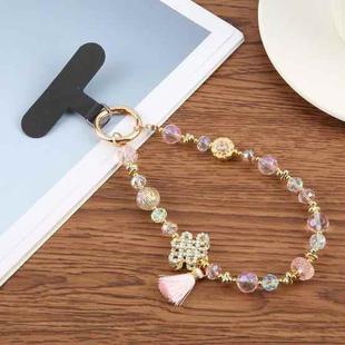 True Lover Knot Bead Chain Anti-Lost Phone Short Lanyard(Pink)