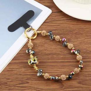 Cat Eye Bead Chain Anti-Lost Phone Short Lanyard(Gold)