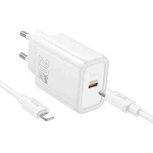 hoco N60 PD20W Type-C Charger Set with 1m Type-C to 8 Pin Cable, Specification:EU Plug(White)