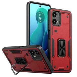 For Motorola Moto G 5G 2024 Ring Holder PC Hybrid TPU Phone Case(Red)