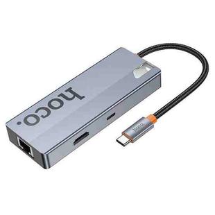 hoco HB51 Wow Type-C to HDTV, RJ45, PD, 3xUSB3.0 6 in 1 Multi-function Converter(Dark Gray)