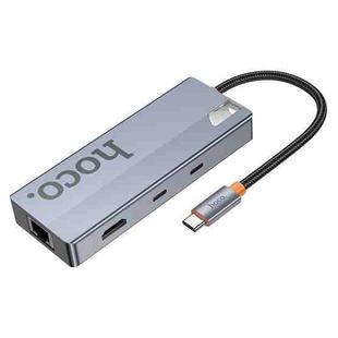 hoco HB52 Wow Type-C to HDTV, RJ45, PD, Type-C, 2xUSB3.0, SD, TF Card 8 in 1 Multi-function Converter(Dark Gray)