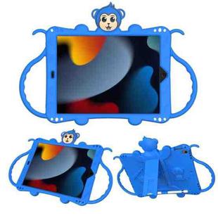 For iPad 10.2 Cartoon Monkey Kids Tablet Shockproof EVA Protective Case with Holder & Shoulder Strap & Handle(Blue)