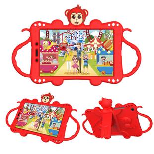 For Samsung Galaxy Tab A8.0 (2019) T290 Cartoon Monkey Kids Tablet Shockproof EVA Protective Case with Holder & Shoulder Strap & Handle(Red)