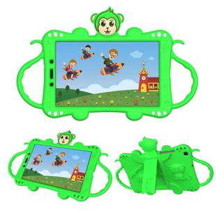 For Samsung Galaxy Tab A8.0 (2019) T290 Cartoon Monkey Kids Tablet Shockproof EVA Protective Case with Holder & Shoulder Strap & Handle(Green)