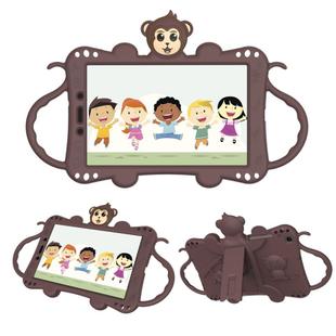 For Samsung Galaxy Tab A8.0 (2019) T290 Cartoon Monkey Kids Tablet Shockproof EVA Protective Case with Holder & Shoulder Strap & Handle(Brown)