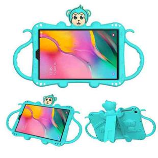 For Samsung Galaxy Tab A 10.1 (2019) T510 / T515 Cartoon Monkey Kids Tablet Shockproof EVA Protective Case with Holder & Shoulder Strap & Handle(Turquoise)