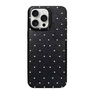 For iPhone 16 Pro Max Dopamine Polka Dots Silicone Phone Case(Black)