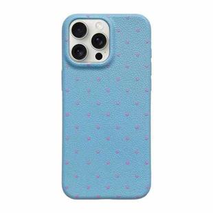 For iPhone 16 Pro Max Dopamine Polka Dots Silicone Phone Case(Blue)