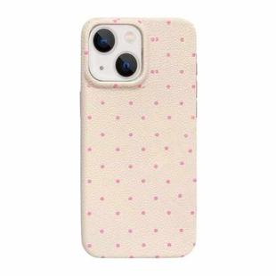 For iPhone 15 Plus Dopamine Polka Dots Silicone Phone Case(White)