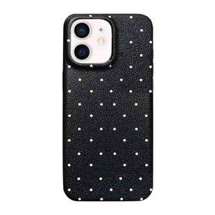 For iPhone 12 Dopamine Polka Dots Silicone Phone Case(Black)