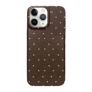 For iPhone 11 Pro Max Dopamine Polka Dots Silicone Phone Case(Brown)
