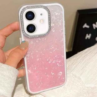 For iPhone 12 Gradient Shell Texture 3 in 1 Phone Case(Pink)