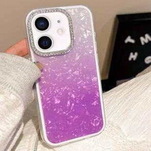 For iPhone 12 Gradient Shell Texture 3 in 1 Phone Case(Purple)