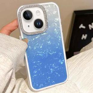 For iPhone 14 Gradient Shell Texture 3 in 1 Phone Case(Blue)