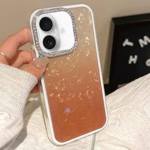 For iPhone 16 Gradient Shell Texture 3 in 1 Phone Case(Orange)