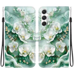 For Samsung Galaxy A05s Crystal Texture Colored Drawing Leather Phone Case(Jade Flowers)