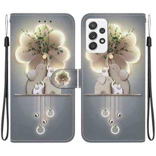 For Samsung Galaxy A73 5G Crystal Texture Colored Drawing Leather Phone Case(Elephants)