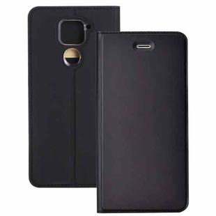 For Xiaomi Redmi Note 9 Ultra-thin Plain Magnetic TPU + PU Leather Case with Holder & Card Slot(Black)