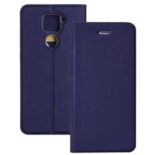 For Xiaomi Redmi Note 9 Ultra-thin Plain Magnetic TPU + PU Leather Case with Holder & Card Slot(Blue)