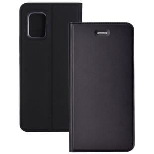 For Xiaomi Mi 10 Lite 5G Ultra-thin Plain Magnetic TPU + PU Leather Case with Holder & Card Slot(Black)