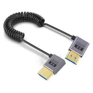 0.7m Coiled Coaxial 8K 48Gbps HDMI 2.1 Cable, Port:Right to Left Elbow