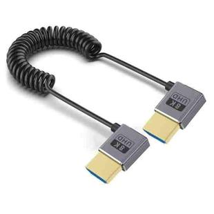 0.7m Coiled Coaxial 8K 48Gbps HDMI 2.1 Cable, Port:Left to Left Elbow