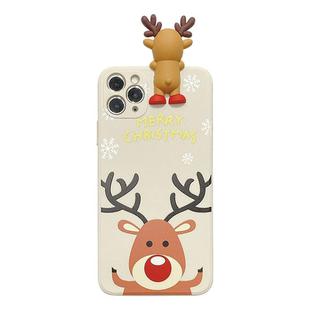 For iPhone 11 Christmas Series Painted Pattern Liquid TPU Case(White Elk)