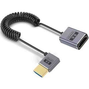 0.7m Coiled Coaxial 8K 48Gbps HDMI 2.1 Cable, Port:Male to Female Left Elbow