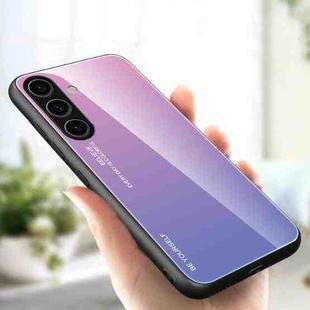 For Samsung Galaxy S25+ 5G Gradient Color Glass Phone Case(Pink Purple)