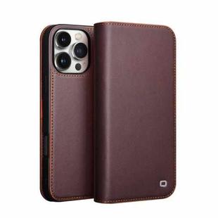 For iPhone 16 Pro Max QIALINO Classic Gen2 Genuine Leather Phone Case(Brown)