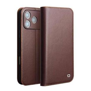 For iPhone 17 Pro Max QIALINO Classic Gen2 Genuine Leather Phone Case(Brown)