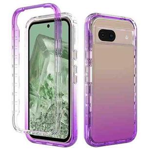 For Google Pixel 8a Shockproof Clear Gradient PC + TPU Phone Case(Purple)