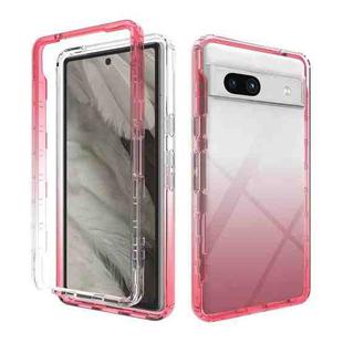 For Google Pixel 7a Shockproof Clear Gradient PC + TPU Phone Case(Red)