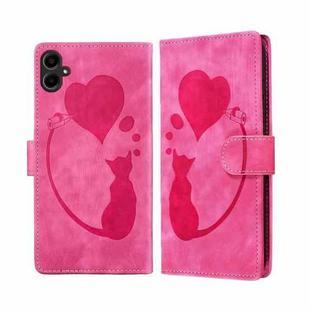 For Samsung Galaxy A07 4G / A06 4G Pen Heart Cat Embossed Leather Phone Case(Pink)