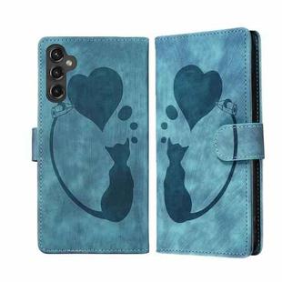 For Samsung Galaxy A17 5G / A26 5G Pen Heart Cat Embossed Leather Phone Case(Blue)