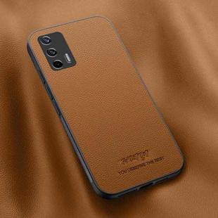 For Realme GT Neo2T HUIYI Leather Magnetic Phone Case(Brown)