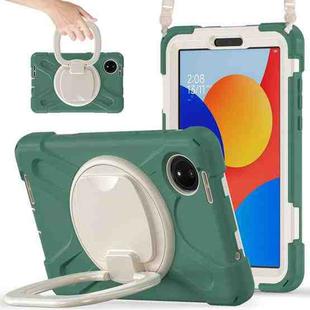 For Xiaomi Redmi Pad SE 8.7 Silicone Hybrid PC Tablet Case with Holder & Shoulder Strap(Emerald Green)