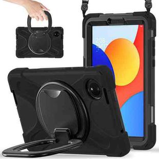 For Xiaomi Redmi Pad SE 8.7 Silicone Hybrid PC Tablet Case with Holder & Shoulder Strap(Black)