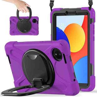 For Xiaomi Redmi Pad SE 8.7 Silicone Hybrid PC Tablet Case with Holder & Shoulder Strap(Purple)