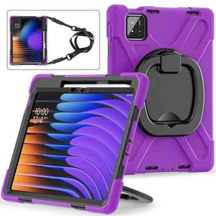 For Xiaomi Pad 7 / 7 Pro Silicone Hybrid PC Tablet Case with Holder & Shoulder Strap(Purple)